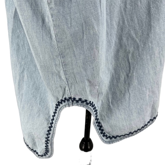 Lucky Brand Embroidered Chambray Button Down Top Size L - Picture 6 of 14